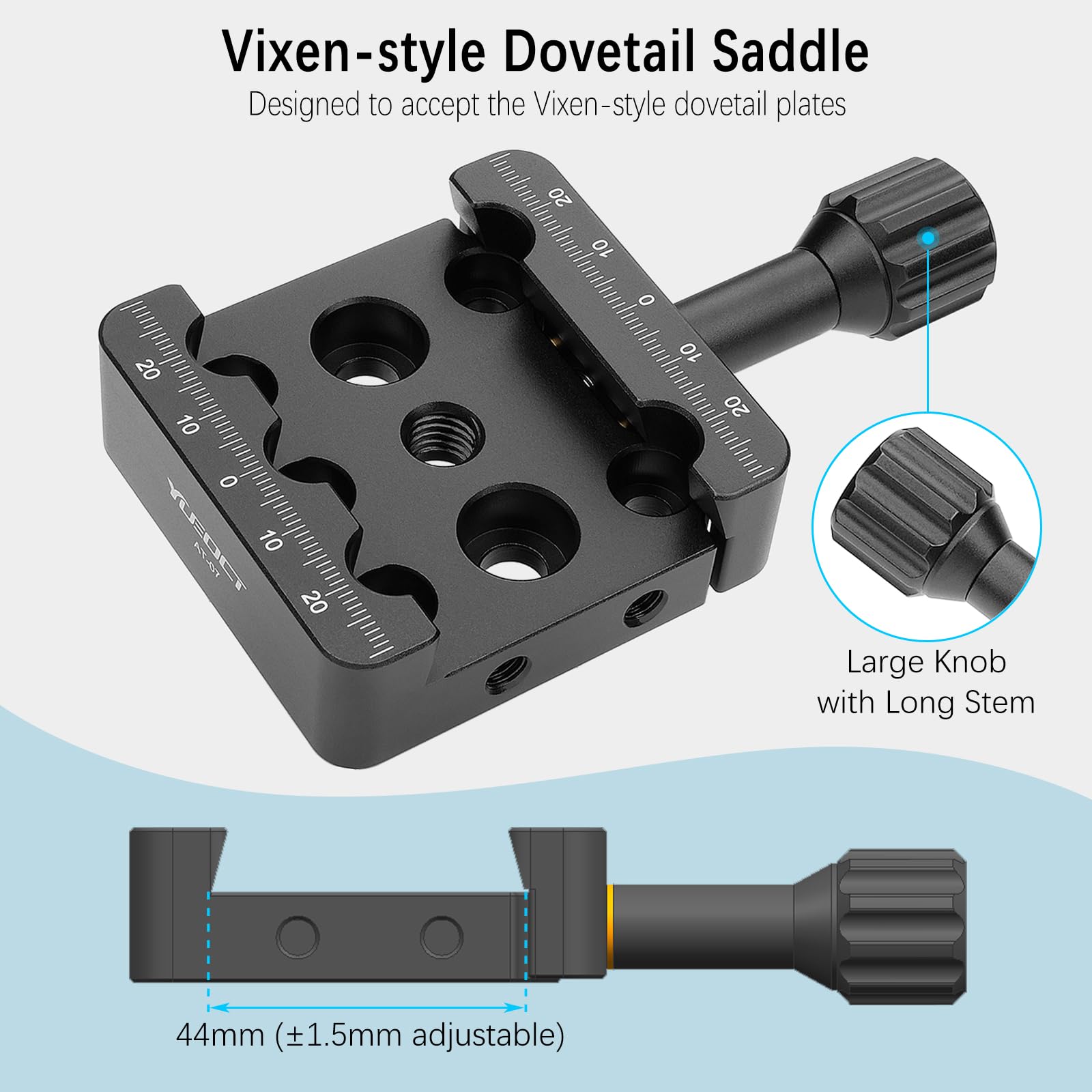 Yueoct Telescope Dovetail Saddle Clamp Tripod Adapter Mount For Vixen Style Dovetail Plate, Support Drop In Mounting, With M6 M8